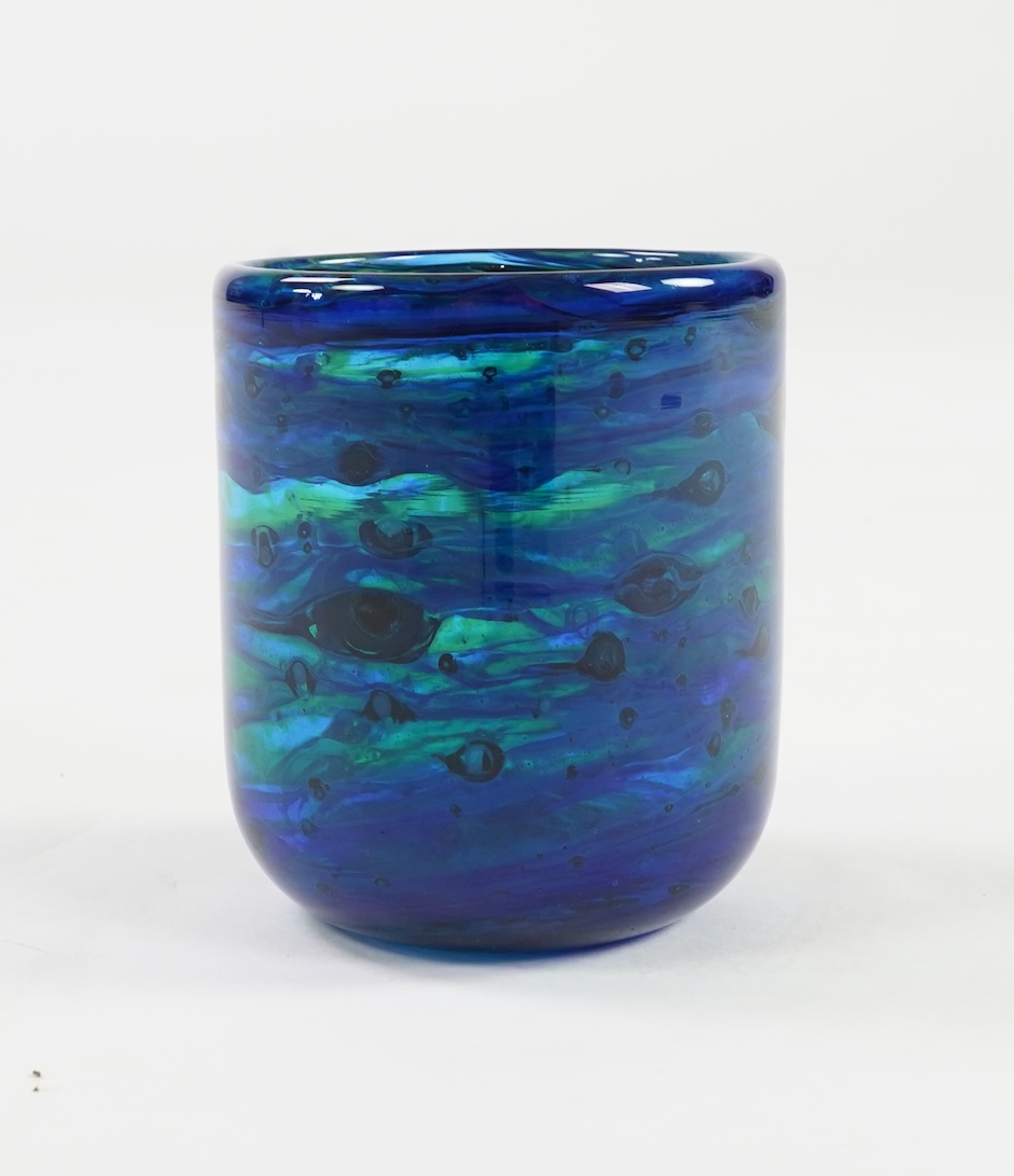 Michael Harris (1933-1994) for Isle of Wight Glass Studio: A blue glass vase
